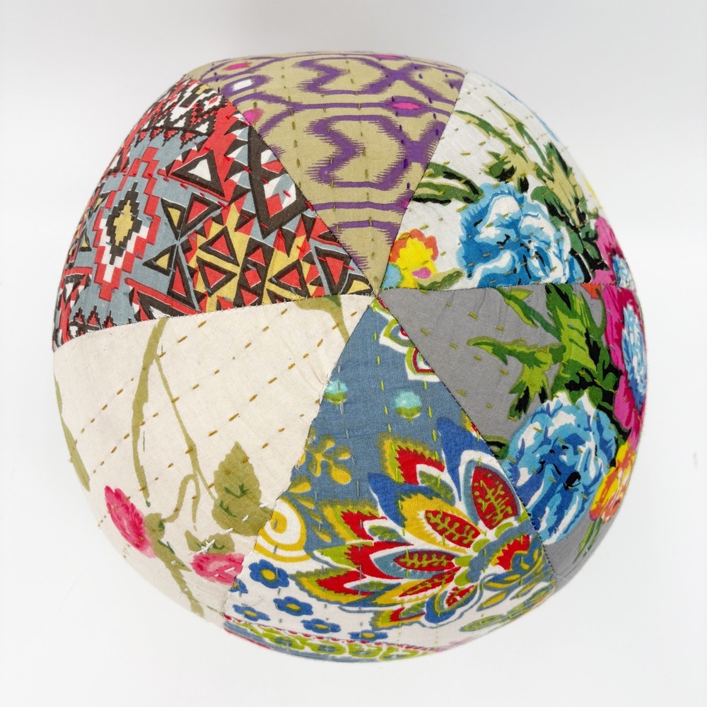 Kantha‎ Home Decor Patchwork Floral Boho Eclectic Sphere Ball Accent Pillow OS